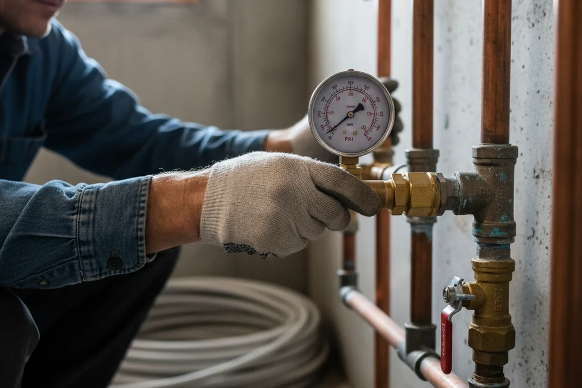 Pressure testing a repaired line during Water Line Repair in Fraziers Bottom